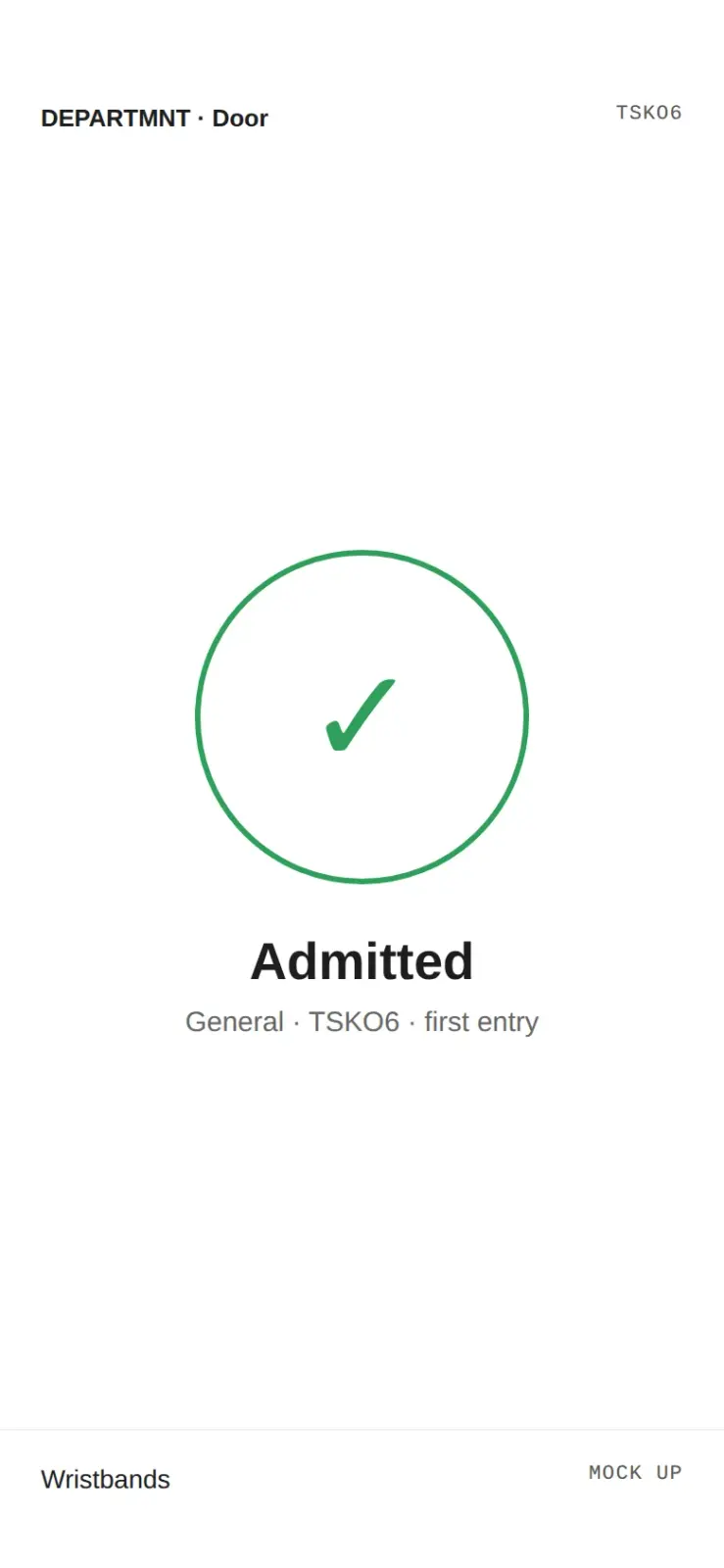 The door: admitted (mock up)
