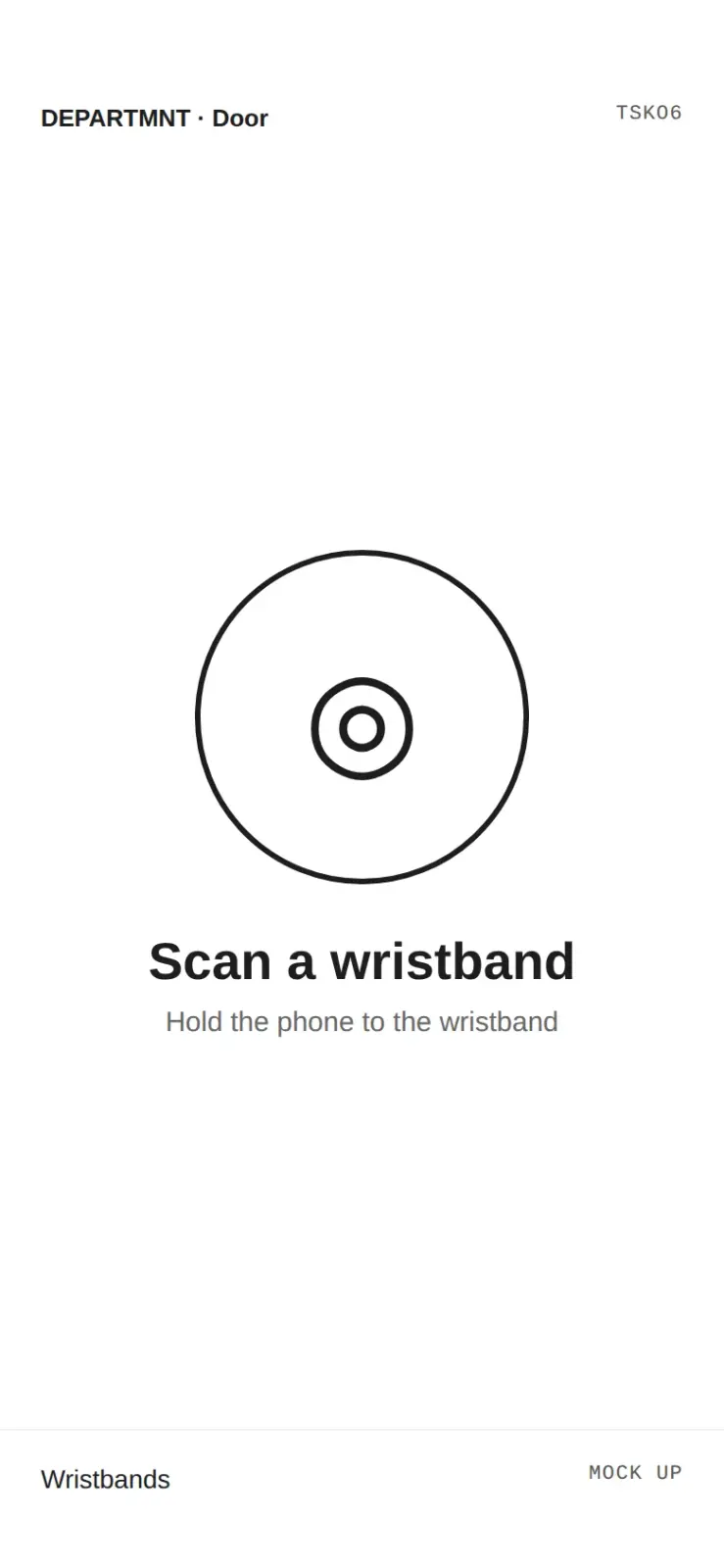 The door: scan a wristband (mock up)