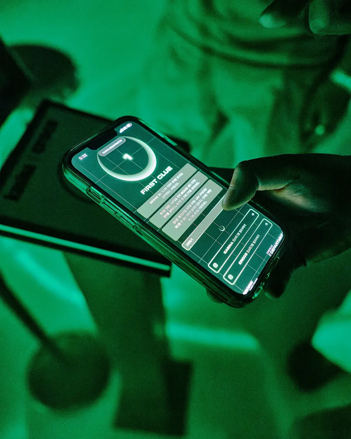 The first clue, open on a phone