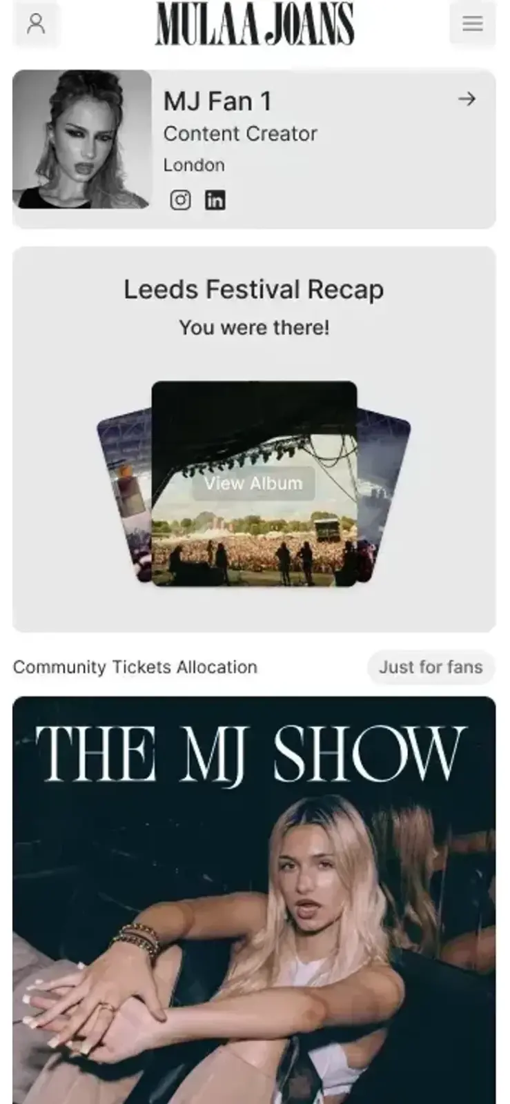Sticker fans: profile and tickets
