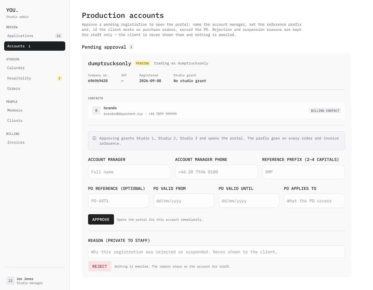 The YOU office: accounts