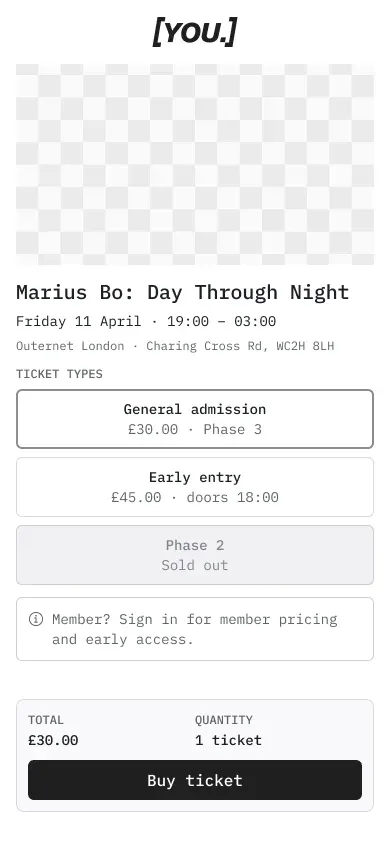 Events: on sale